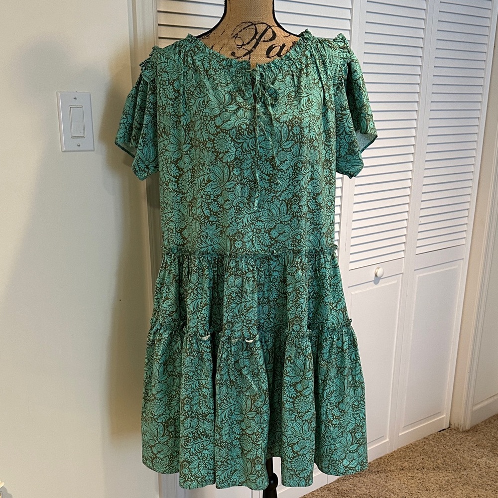 Olive and mint Green Floral design Women's Dress
